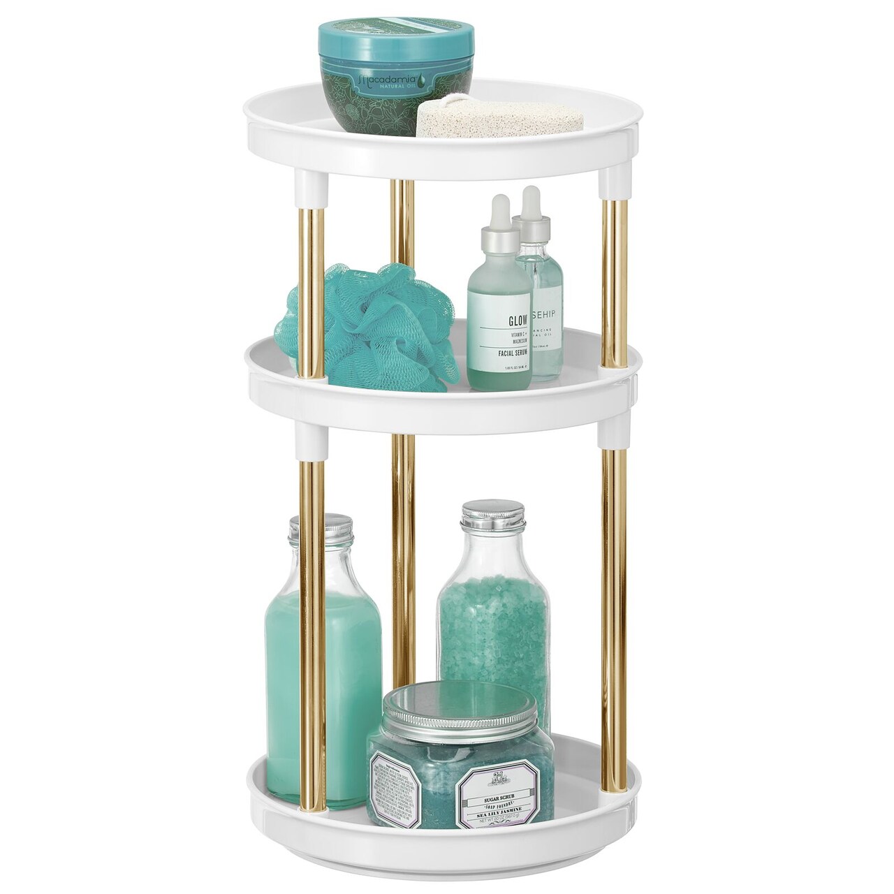 mDesign Spinning 3-Tier Lazy Susan 360 Makeup Organizer Tower